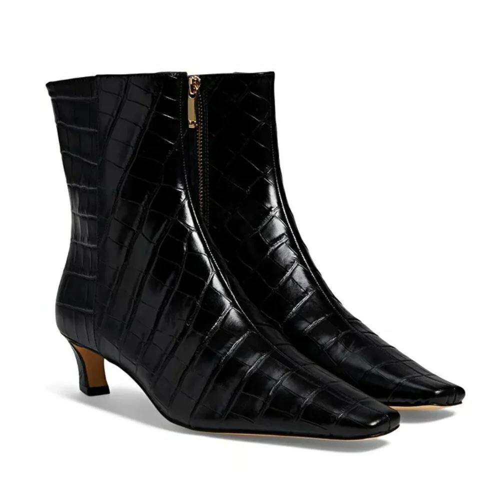Michael Kors Women's Cosmo Croc-Embossed Kitten Heel Booties Size 7 (MSRP $175)